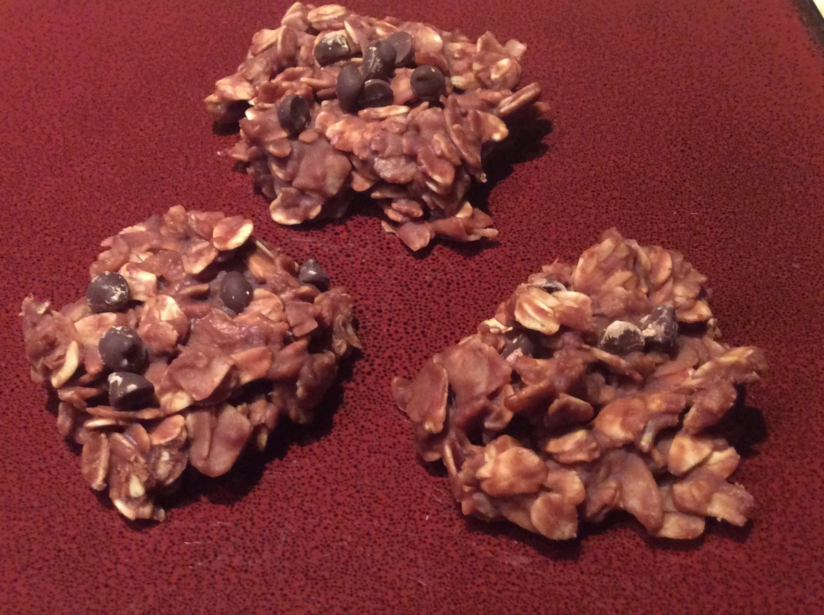 Vegan no bake chocolate, peanut butter and coconut oatmeal cookies